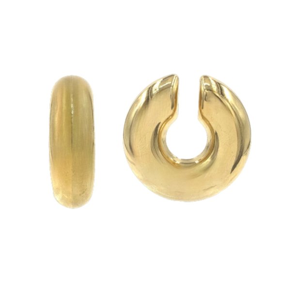 Chunky Ear Cuff Earrings,  Classic C-Shape Stacking Earrings,  Thick Gold Cuff - Picture 4 of 6